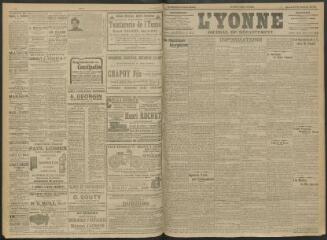 4 vues - L\'Yonne, journal du département, n° 275, lundi 28 novembre 1910 (ouvre la visionneuse)