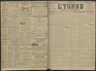 4 vues - L\'Yonne, journal du département, n° 16, jeudi 19 janvier 1911 (ouvre la visionneuse)