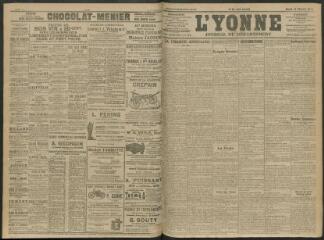 4 vues - L\'Yonne, journal du département, n° 38, mardi 14 février 1911 (ouvre la visionneuse)