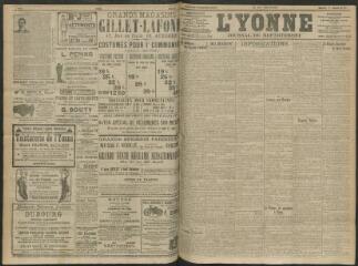4 vues - L\'Yonne, journal du département, n° 91, mardi 18 avril 1911 (ouvre la visionneuse)