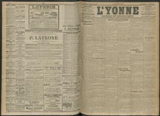 4 vues - L\'Yonne, journal du département, n° 94, vendredi 21 avril 1911 (ouvre la visionneuse)
