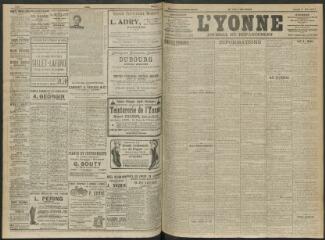 4 vues - L\'Yonne, journal du département, n° 102, lundi 1 mai 1911 (ouvre la visionneuse)