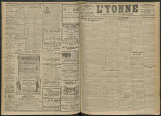 4 vues - L\'Yonne, journal du département, n° 114, lundi 15 mai 1911 (ouvre la visionneuse)