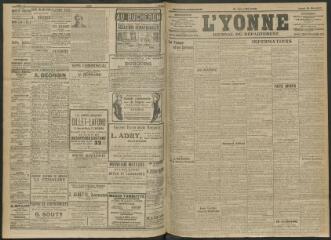 4 vues - L\'Yonne, journal du département, n° 125, lundi 29 mai 1911 (ouvre la visionneuse)