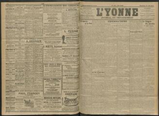 4 vues - L\'Yonne, journal du département, n° 153, vendredi 30 juin 1911 (ouvre la visionneuse)