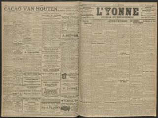 4 vues - L\'Yonne, journal du département, n° 17, samedi 20 janvier 1912 (ouvre la visionneuse)