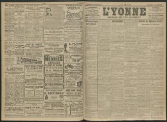 4 vues - L\'Yonne, journal du département, n° 99, vendredi 26 avril 1912 (ouvre la visionneuse)
