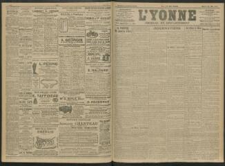 4 vues - L\'Yonne, journal du département, n° 119, mardi 21 mai 1912 (ouvre la visionneuse)