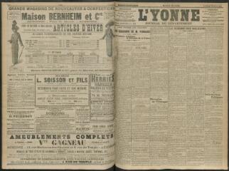 4 vues - L\'Yonne, journal du département, n° 252, lundi 28 octobre 1912 (ouvre la visionneuse)