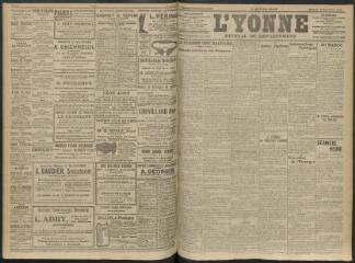 4 vues - L\'Yonne, journal du département, n° 255, samedi 2 novembre 1912 (ouvre la visionneuse)