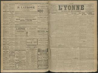 4 vues - L\'Yonne, journal du département, n° 73, vendredi 28 mars 1913 (ouvre la visionneuse)