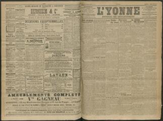 4 vues - L\'Yonne, journal du département, n° 81, lundi 7 avril 1913 (ouvre la visionneuse)