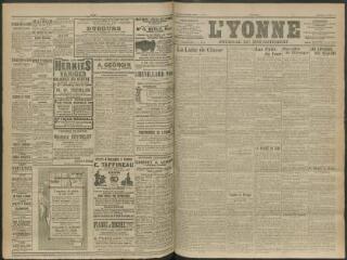 4 vues - L\'Yonne, journal du département, n° 245, mercredi 22 octobre 1913 (ouvre la visionneuse)