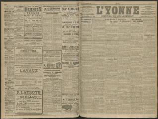 4 vues - L\'Yonne, journal du département, n° 22, mardi 27 janvier 1914 (ouvre la visionneuse)
