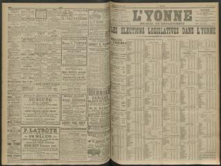 4 vues - L\'Yonne, journal du département, n° 97, lundi 27 avril 1914 (ouvre la visionneuse)