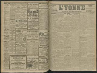 4 vues - L\'Yonne, journal du département, n° 119, lundi 25 mai 1914 (ouvre la visionneuse)