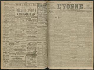 4 vues - L\'Yonne, journal du département, n° 130, lundi 8 juin 1914 (ouvre la visionneuse)