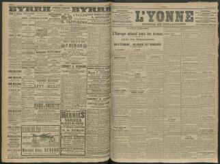 4 vues - L\'Yonne, journal du département, n° 183, jeudi 30 juillet 1914 (ouvre la visionneuse)