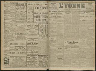 4 vues - L\'Yonne, journal du département, n° 186, lundi 3 août 1914 (ouvre la visionneuse)