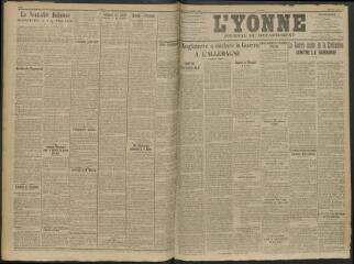 2 vues - L\'Yonne, journal du département, n° 188, mercredi 5 août 1914 (ouvre la visionneuse)