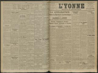 2 vues - L\'Yonne, journal du département, n° 190, vendredi 7 août 1914 (ouvre la visionneuse)