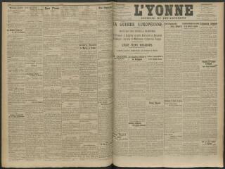 2 vues - L\'Yonne, journal du département, n° 193, mardi 11 août 1914 (ouvre la visionneuse)