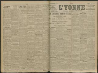 2 vues - L\'Yonne, journal du département, n° 199, mardi 18 août 1914 (ouvre la visionneuse)