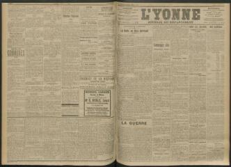 3 vues - L\'Yonne, journal du département, n° 159, lundi 12 juillet 1915 (ouvre la visionneuse)