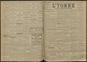 3 vues - L\'Yonne, journal du département, n° 171, lundi 26 juillet 1915 (ouvre la visionneuse)