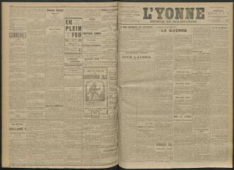 3 vues - L\'Yonne, journal du département, n° 227, mercredi 29 septembre 1915 (ouvre la visionneuse)