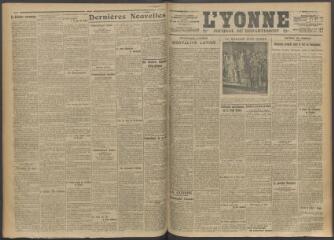 3 vues - L\'Yonne, journal du département, n° 121, mercredi 24 mai 1916 (ouvre la visionneuse)