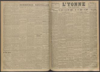 3 vues - L\'Yonne, journal du département, n° 166, samedi 15 juillet 1916 (ouvre la visionneuse)