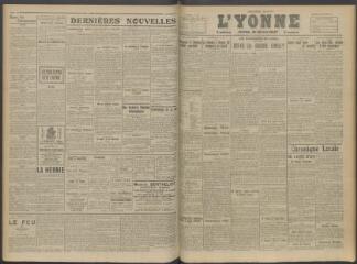 2 vues - L\'Yonne, journal du département, n° 218, mercredi 12 septembre 1917 (ouvre la visionneuse)