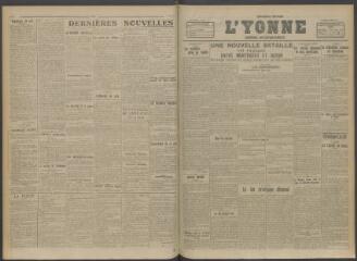 2 vues - L\'Yonne, journal du département, n° 136, lundi 10 juin 1918 (ouvre la visionneuse)