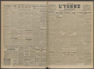 2 vues - L\'Yonne, journal du département, n° 139, jeudi 13 juin 1918 (ouvre la visionneuse)