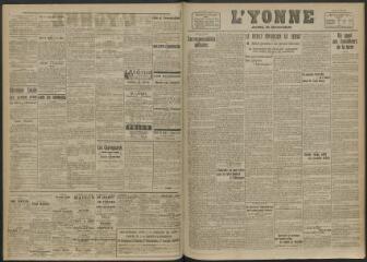 3 vues - L\'Yonne, journal du département, n° 128, samedi 31 mai 1919 (ouvre la visionneuse)