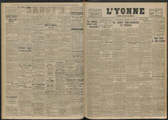 3 vues - L\'Yonne, journal du département, n° 139, samedi 21 juin 1919 (ouvre la visionneuse)