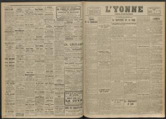 3 vues - L\'Yonne, journal du département, n° 146, lundi 30 juin 1919 (ouvre la visionneuse)
