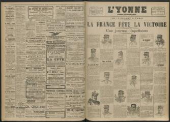 3 vues - L\'Yonne, journal du département, n° 168, mardi 15 juillet 1919 (ouvre la visionneuse)