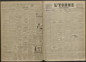 4 vues - L\'Yonne, journal du département, n° 179, samedi 16 août 1919 (ouvre la visionneuse)