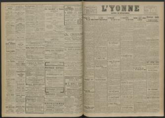 2 vues - L\'Yonne, journal du département, n° 190, jeudi 28 août 1919 (ouvre la visionneuse)