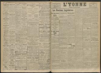 2 vues - L\'Yonne, journal du département, n° 248, jeudi 6 novembre 1919 (ouvre la visionneuse)