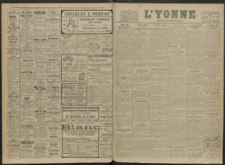 3 vues - L\'Yonne, journal du département, n° 27, lundi 2 février 1920 (ouvre la visionneuse)