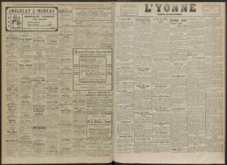 2 vues - L\'Yonne, journal du département, n° 33, lundi 9 février 1920 (ouvre la visionneuse)