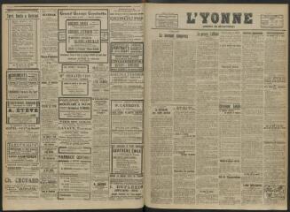 3 vues - L\'Yonne, journal du département, n° 56, samedi 6 mars 1920 (ouvre la visionneuse)