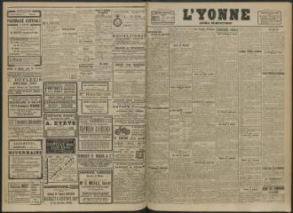 2 vues - L\'Yonne, journal du département, n° 144, mercredi 23 juin 1920 (ouvre la visionneuse)