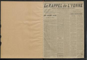 3 vues - Le Rappel de l\'Yonne, organe démocratique du département, n° 1, dimanche 18 septembre 1921 (ouvre la visionneuse)