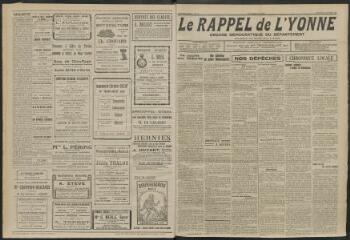 3 vues - Le Rappel de l\'Yonne, organe démocratique du département, n° 10, dimanche 9 octobre 1921 (ouvre la visionneuse)