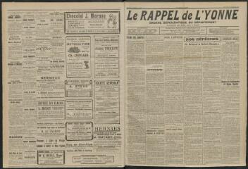 3 vues - Le Rappel de l\'Yonne, organe démocratique du département, n° 11, mercredi 12 octobre 1921 (ouvre la visionneuse)
