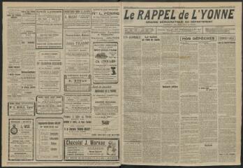 3 vues - Le Rappel de l\'Yonne, organe démocratique du département, n° 13, dimanche 16 octobre 1921 (ouvre la visionneuse)